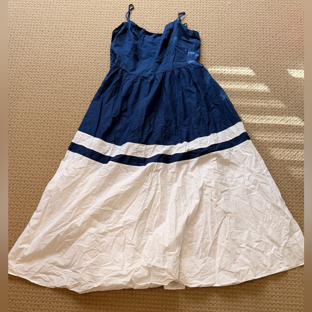 Fashion Nova Navy and White Maxi Dress